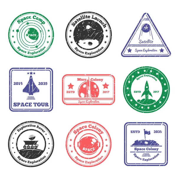Set di francobolli Space Tour — Vettoriale Stock
