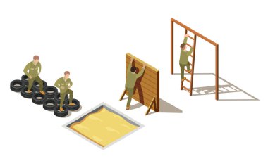 Askeri acemi eğitim izometrik kompozisyon