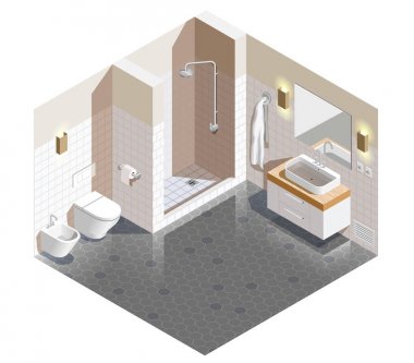 Banyo iç izometrik kompozisyon