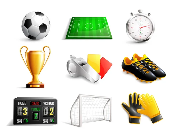 Soccer 3d Icons Set — Stock Vector