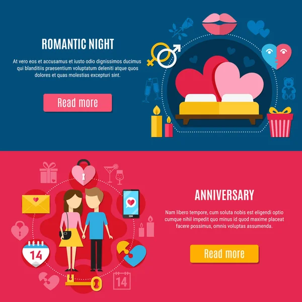 Two Valentines Day Banner Set — Stock Vector