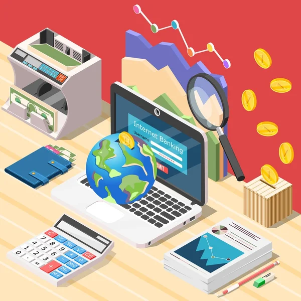 Muhasebeci işyeri izometrik kompozisyon