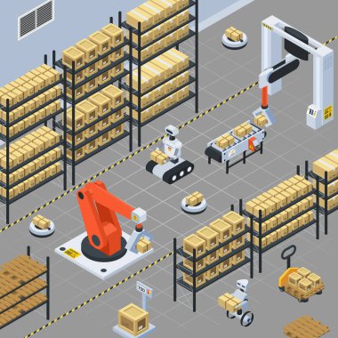 Automatic Logistics  Delivery Isometric Background clipart