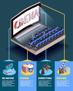 Sinema Konferans Salonu izometrik Infographics
