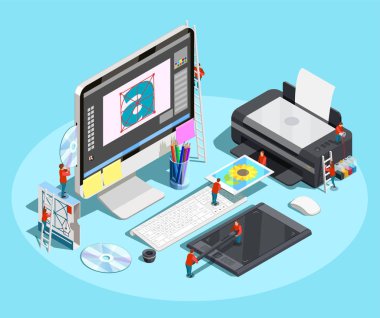 Grafik tasarımcı çalışma alanı kavramı
