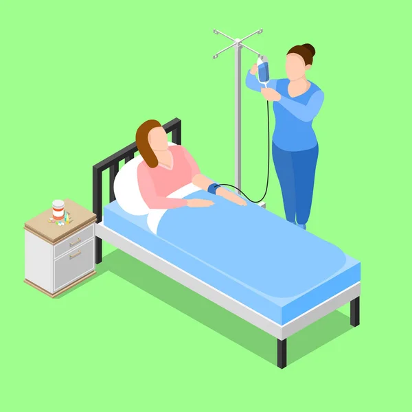 Hospital Room Isometric Composition — Stock Vector