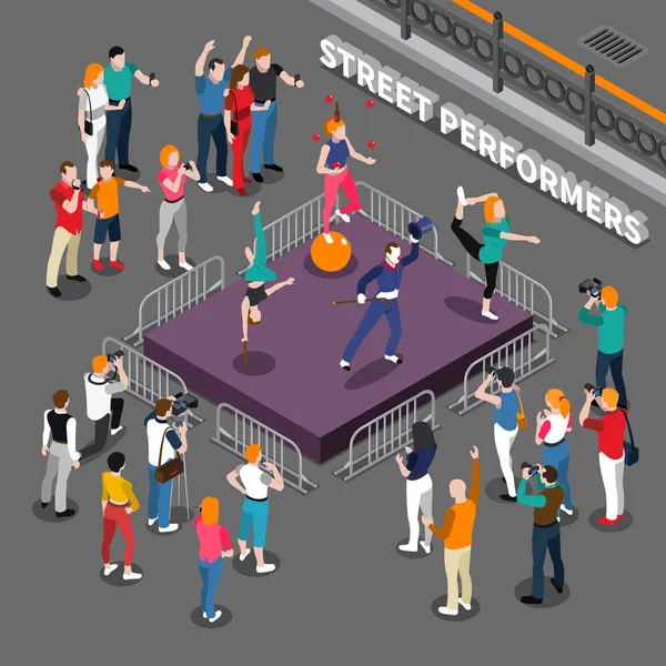 Street Performers Isometric Composition