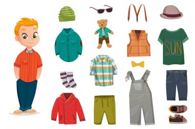 Düz bebek çocuk moda Icon Set