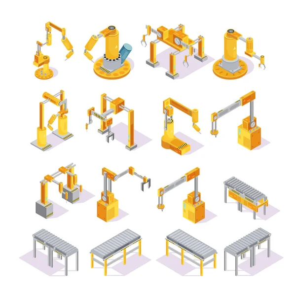 Conveyor Machines Isometric Set — Stock Vector