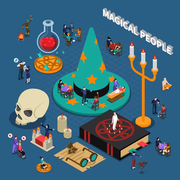 Magical People Isometric Design — Stock Vector