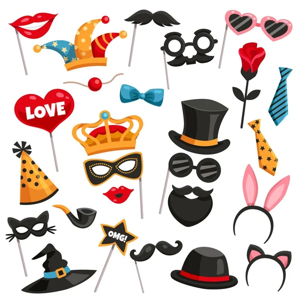 Carnival Photo Booth Party Icon Set — Stock Vector