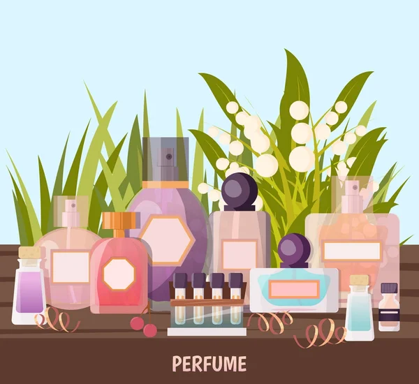 Perfume tienda fondo — Vector de stock