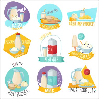 Süt ve süt ürünleri Set logoları