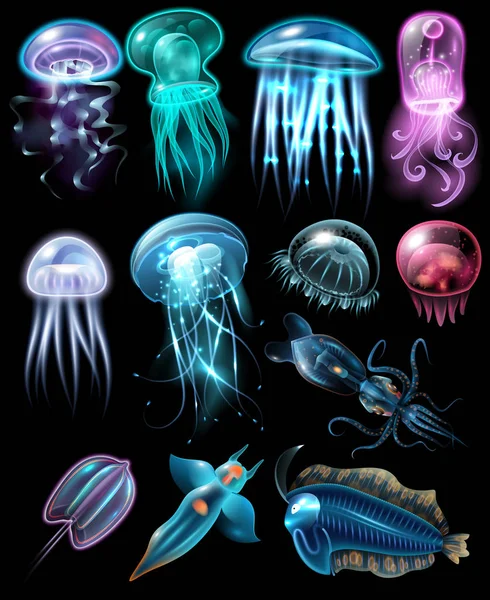 Onderwater dieren Icon Set — Stockvector