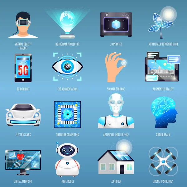 Iconos de tecnologías futuras — Archivo Imágenes Vectoriales