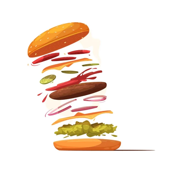 Diseño de ingredientes de hamburguesa — Vector de stock