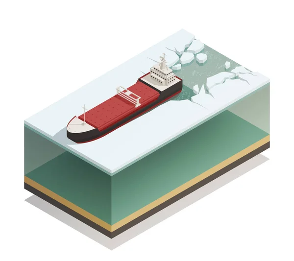 砕氷船海上等尺性モデル — ストックベクタ
