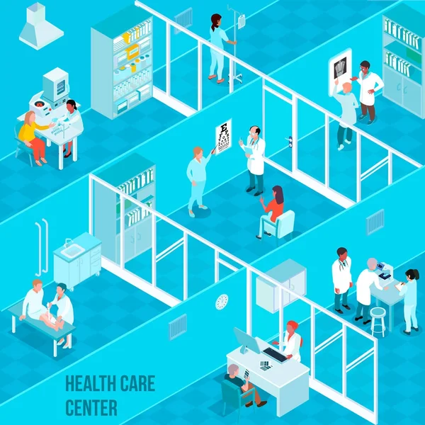 Health Care Center Isometric Illustration — Stock Vector