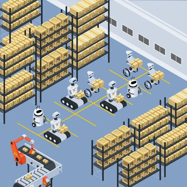 Livraison logistique automatique Contexte isométrique — Image vectorielle