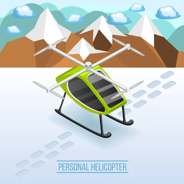 Composition isométrique de l'hélicoptère personnel — Image vectorielle