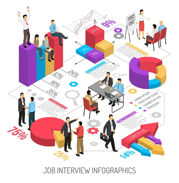 작업 인터뷰 Infographics 구성 — 스톡 벡터