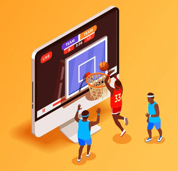 Basketball Online Isometric Concept — Stock Vector