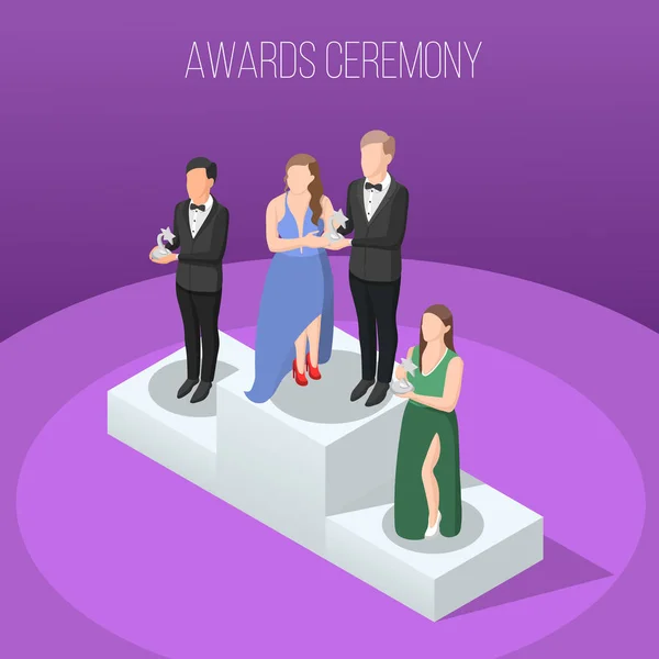 Awards ceremonie isometrische samenstelling — Stockvector