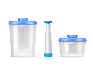 Plastik vakum gıda kapları gerçekçi simgeler
