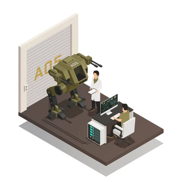 Fighting Robots Isometric Design Concept — Stock Vector