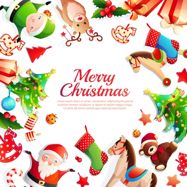 Merry Christmas Cartoon Frame — Stock Vector