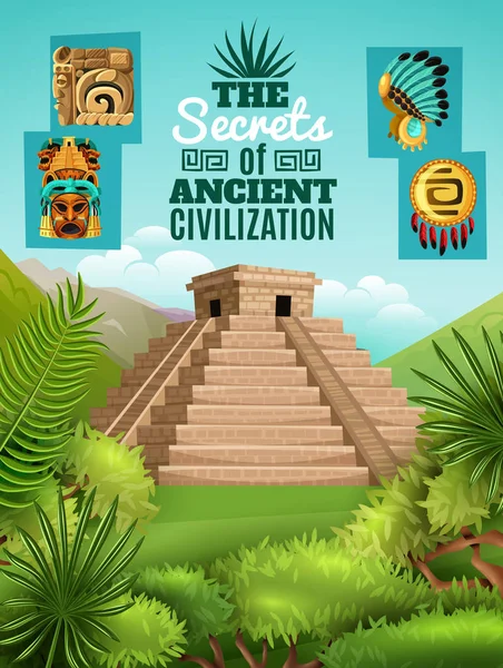 Maya kreslený plakát — Stockový vektor