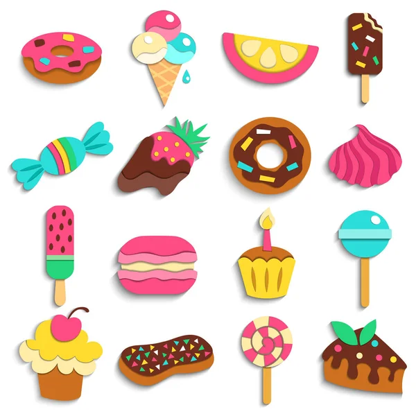 Sweets Party Treats Icons Collection — Stock Vector