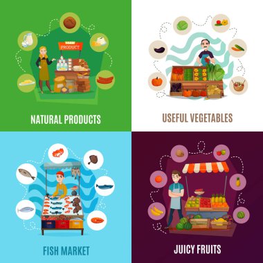  Street Food Concept Icons Set  clipart