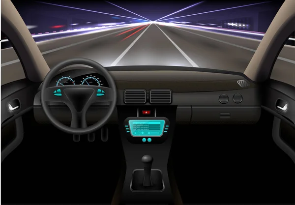 Car Interior Night — Stock Vector