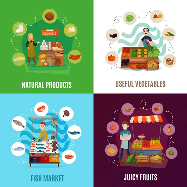 Conjunto de ícones de conceito de comida de rua — Vetor de Stock