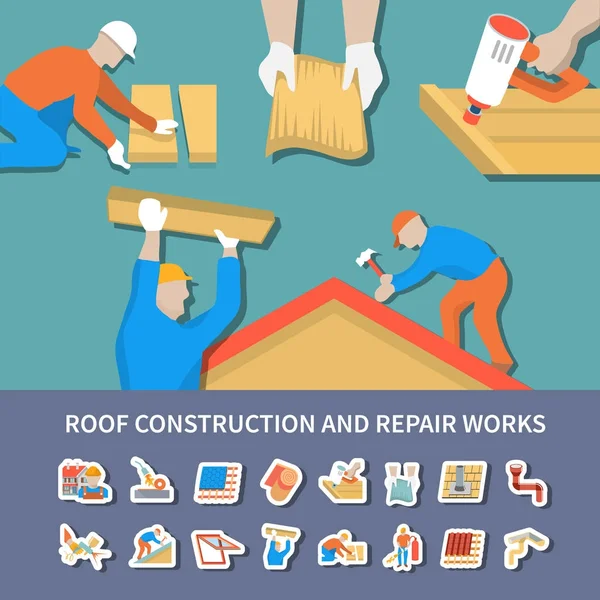 Roofer Composición plana y coloreada — Vector de stock