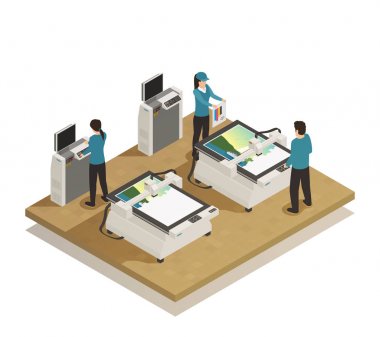 Printing House Production Isometric composition  clipart