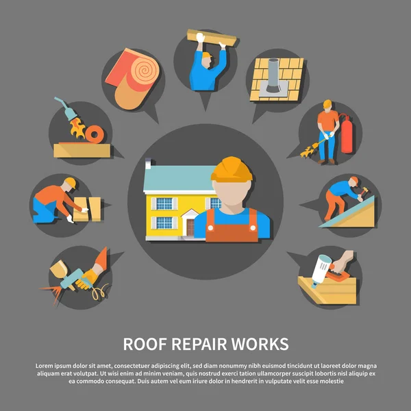 Roofer platt Flyer — Stock vektor