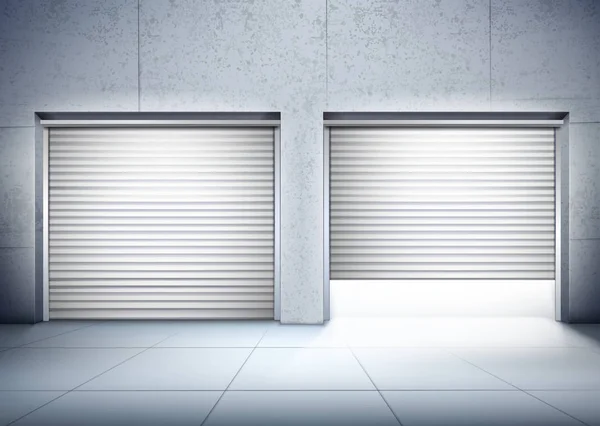 Garage avec deux entrées Composition — Image vectorielle