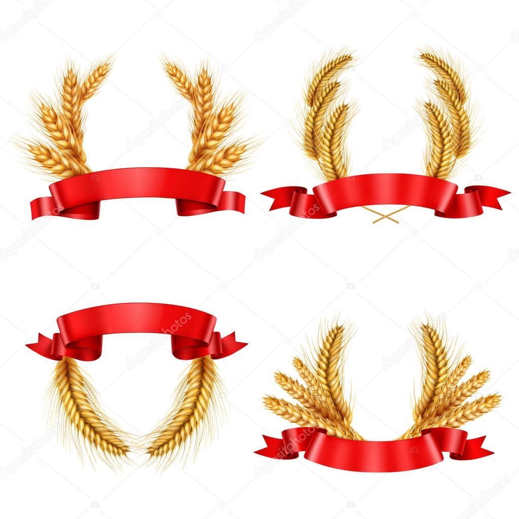 Realistic Spikelet Wreaths With Ribbons