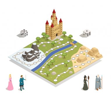 Peri masalı Gameboard izometrik kompozisyon 
