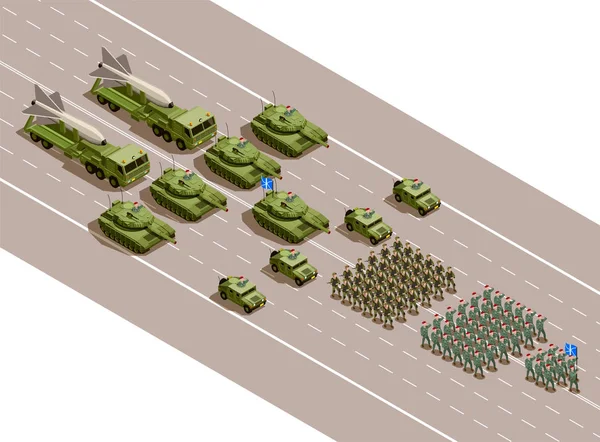Изометрический состав военного парада — стоковый вектор