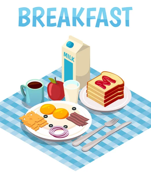 Breakfast Isometric Composition — Stock Vector