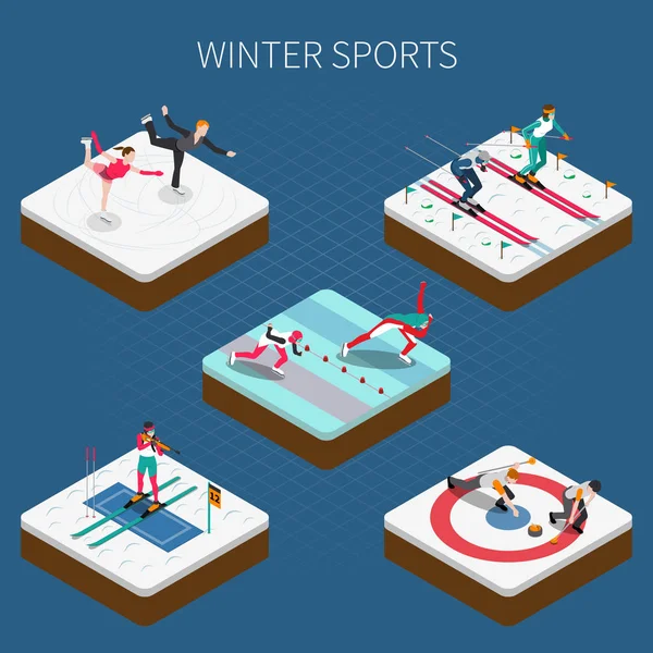 Winter Sports Isometric Composition — Stock Vector