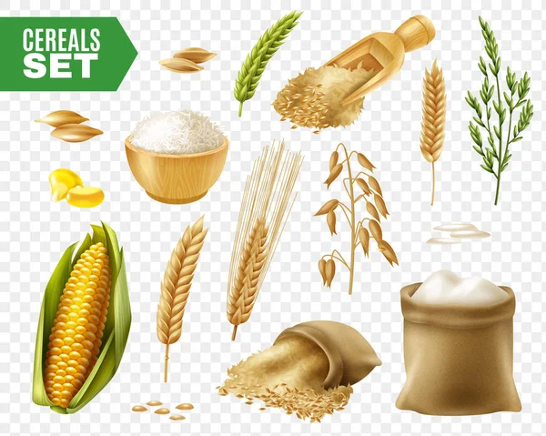 Set de iconos transparentes de cereales — Vector de stock