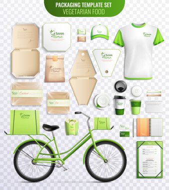 Vejetaryen Gıda ambalaj şablon seti