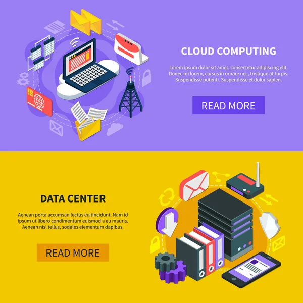 Cloud Computing izometryczny banery — Wektor stockowy