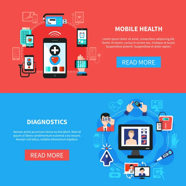 Gadgets de santé numériques Bannières plates — Image vectorielle