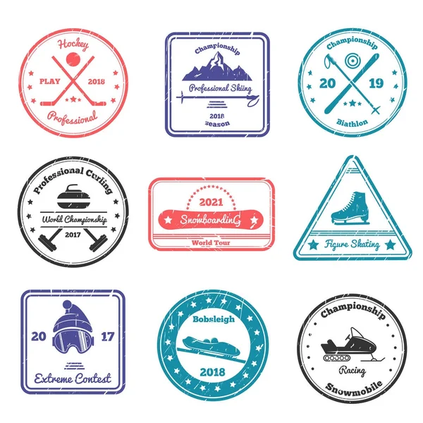 Winter Sports Stamps — Stock Vector