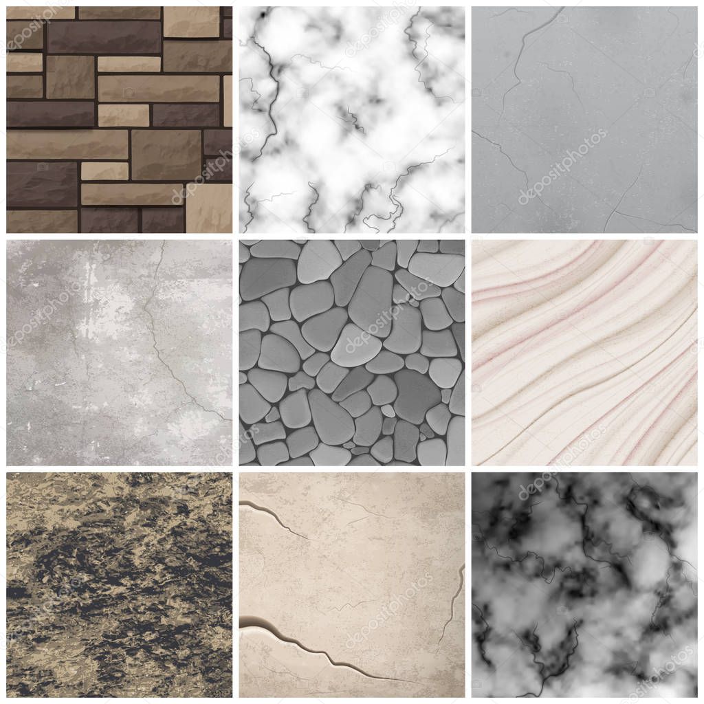 Realistic stone texture patterns collection 